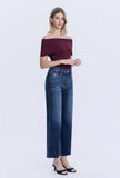 Tummy Control High Rise Wide Leg Jeans Dark Wash- Inseam 28”