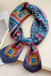 Square Print Neck Scarf Blue