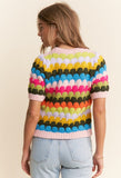 Spring Bloom Scalloped Multicolored Top