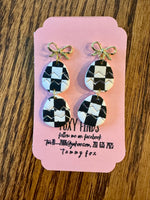 Checkered Egg Clay Earrings- 4 Styles