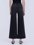 High Rise Patch Pocket Pin Tuck Black Wide Leg
