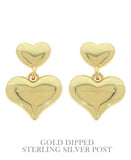 Flash Plated Puffy Heart Earrings