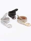 Faux Metallic Leather Braided Belt