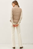 Mocha Suede Feel Puffer Vest