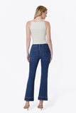 High Rise Patch Pocket Ankle Flare Jeans