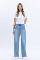 High Rise Clean Cut Raw Hem Jeans