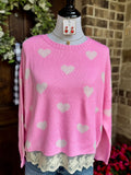Love and Lace Sweater Pink
