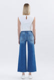 High Rise Raw Hem Ankle Wide Leg Jeans by