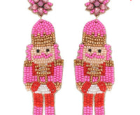 Nutcracker Beaded Earrings- Turquoise and Pink