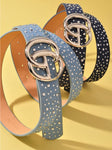 Rhinestone Embellished Denim Belt 2 Colors