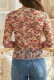 White Lettuce Trim Floral Mesh Top