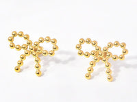 18K Stainless Steel Bow Ball Bead Studs