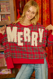 Merry Plaid Oversized Top