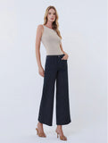 High Rise Patch Pocket Crop Striped Wide Jeans