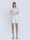 High Rise White Midi A Line Shorts