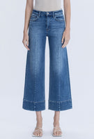 High Rise Trouser Hem Pin Tuck Ankle Wide Jeans