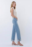 Mid Rise Medium Light Cuffed Wide Jeans