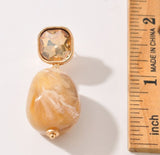 Stone Acetate Bead Square Crystal Dangle Earrings