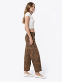 High Rise Brown Floral Print Barrel Jeans