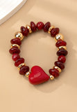 Handmade Chunky Beaded Heart Charm Bracelet