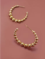 18K Stainless Steel Ball Bead Gold Hoops