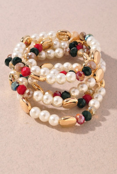 Pearl Multi Bead Bracelet Set