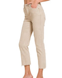 Sand Beige Mineral Washed Straight Leg Denim