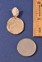 Two Tone Hammered Metal Disc Earrings