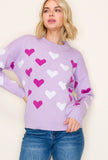 Lavender Hearts Sweater