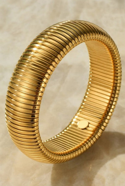 Stretch Wide Titanium Steel Textured Bracelet