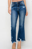 High Rise Crop Flare Distressed Jeans