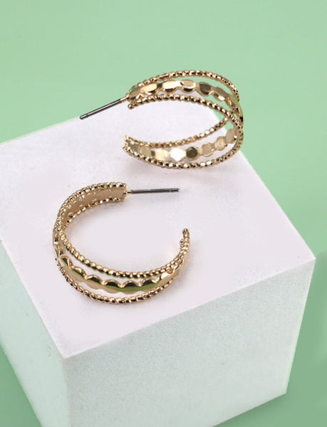 3 Layered Gold Hoops