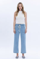 High Rise Elastic Waistband Slim Wide Jeans