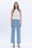 High Rise Elastic Waistband Slim Wide Jeans