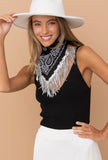 Bandanna Scarf With Sequin Fringe