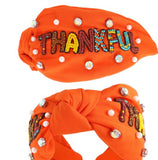 Thankful Beaded Top Knot Headband