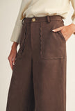 Cafe Suede Scalloped Wide Leg Pants