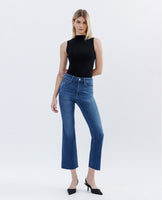 High Rise Raw Hem Kick Flare Jeans