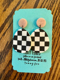 Checkered Egg Clay Earrings- 4 Styles