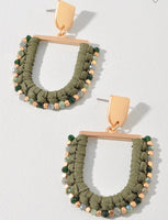 U-Shaped Beaded Dangle Earrings- 2 Colors