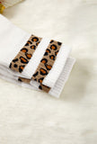 Leopard Striped Detail Ribbed Cuffs Womens Socks