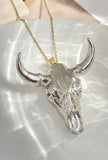 Western Resin Bull Head Pendant Necklace- 2 Colors