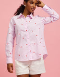 Embroidered Hearts Button Down Top