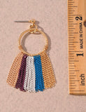 Circle Cutout Chain Fringe Earrings 2 Colors