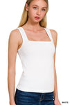 Square Neck Cotton Tank White or Black