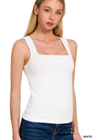 Square Neck Cotton Tank White or Black