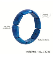 Emerald Green and Blue Natural Stone Elastic Bracelet