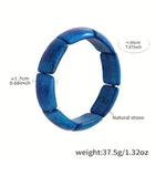 Emerald Green and Blue Natural Stone Elastic Bracelet
