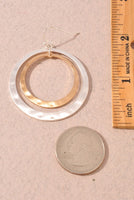 2 Tone Hammered Two Circle Dangle Earrings