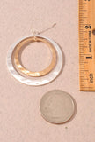 2 Tone Hammered Two Circle Dangle Earrings